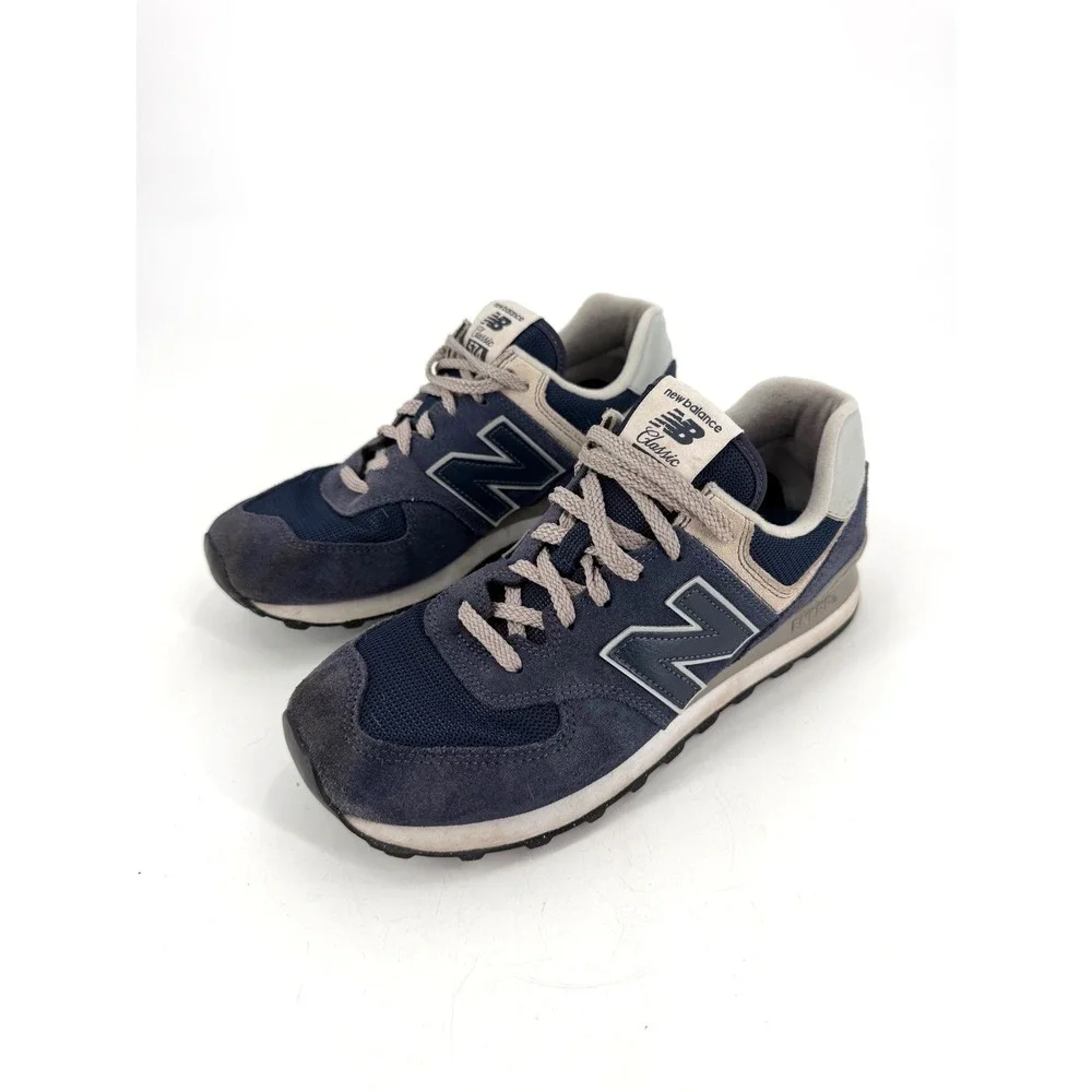 New Balance 574 Classic Womens 9.5 Navy Blue Grey WL574EVN Retro Gorpcore
